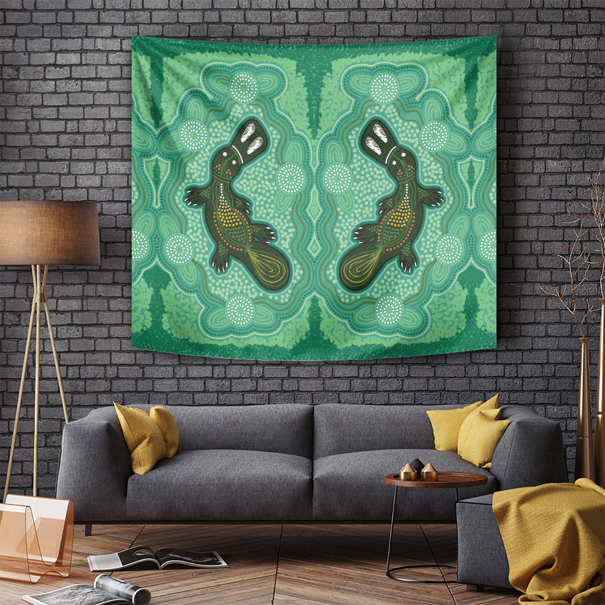 Aboriginal Dots Art Painting with Platypus Tapestry No 2