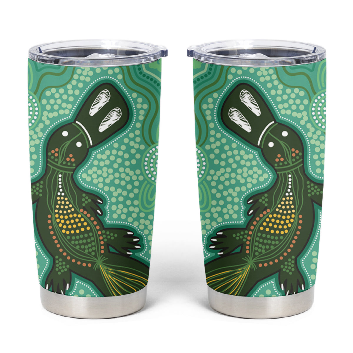 Aboriginal Dots Art Painting with Platypus Tumbler Cup No 2