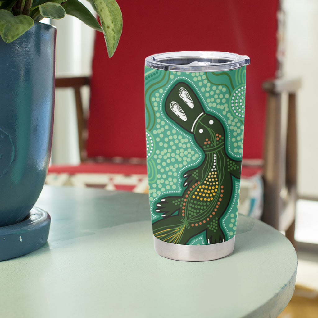Aboriginal Dots Art Painting with Platypus Tumbler Cup No 2