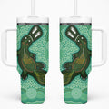 Aboriginal Dots Art Painting with Platypus Tumbler With Handle No 2