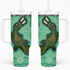 Aboriginal Dots Art Painting with Platypus Tumbler With Handle No 2