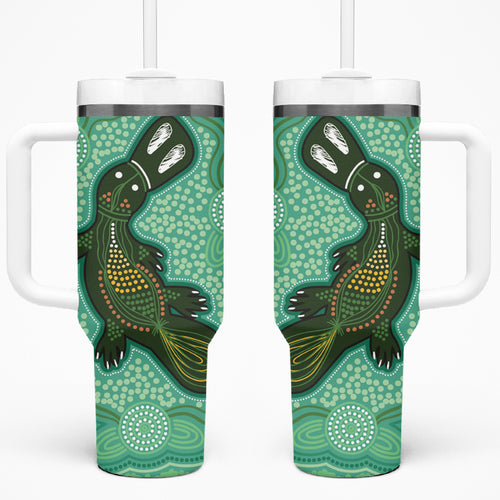 Aboriginal Dots Art Painting with Platypus Tumbler With Handle No 2
