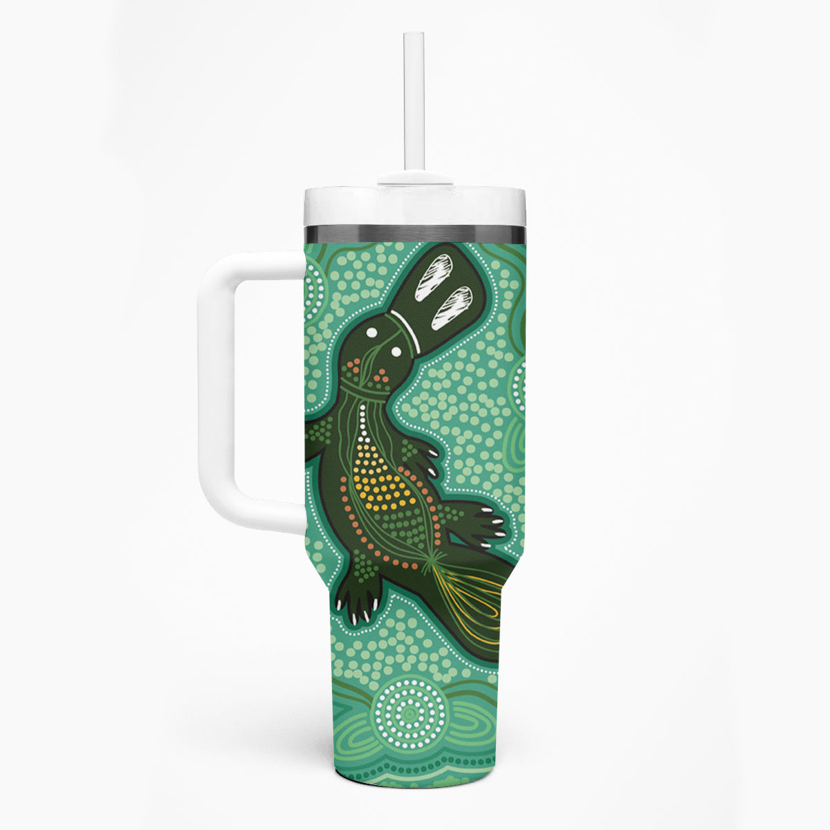 Aboriginal Dots Art Painting with Platypus Tumbler With Handle No 2