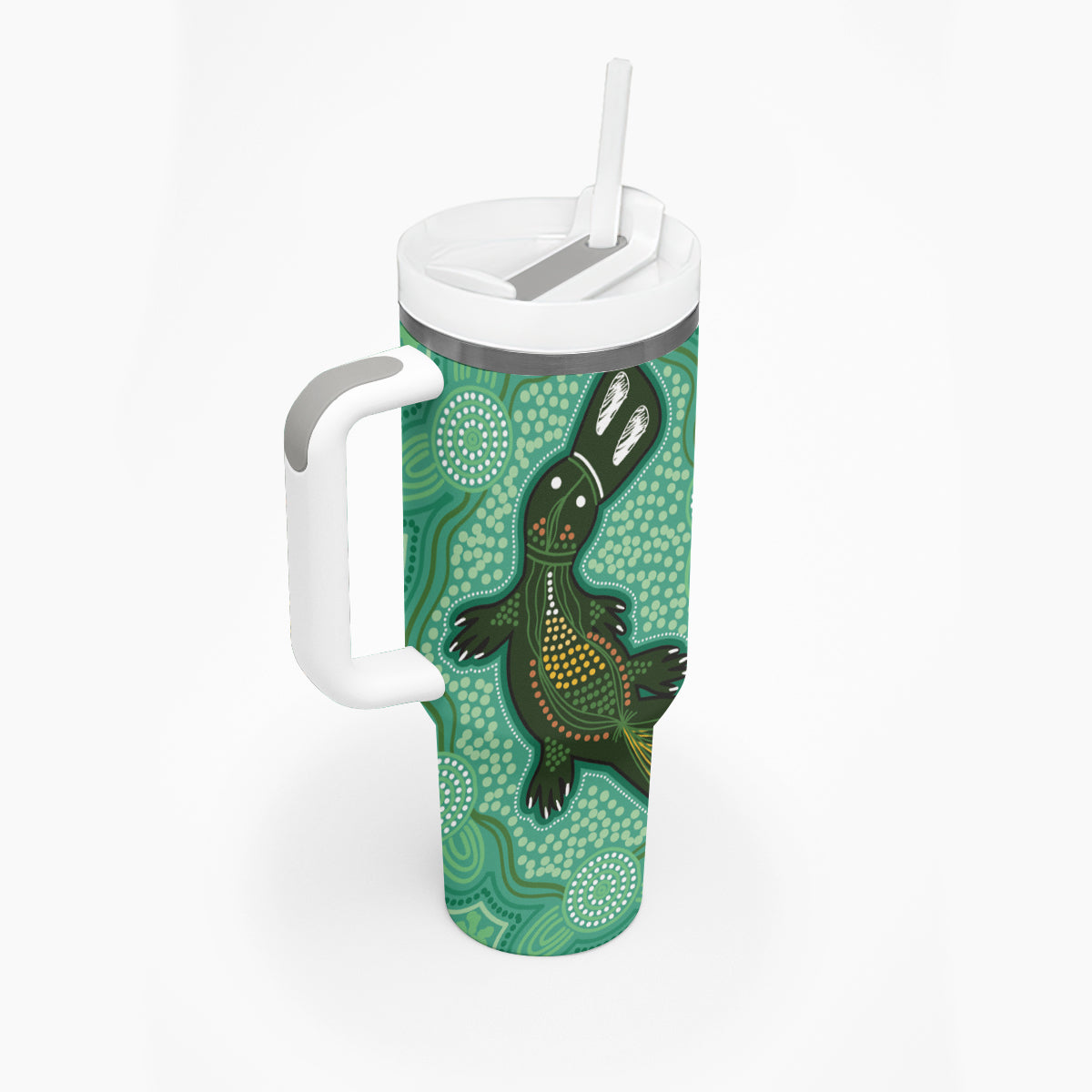 Aboriginal Dots Art Painting with Platypus Tumbler With Handle No 2