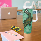 Aboriginal Dots Art Painting with Platypus Tumbler With Handle No 2