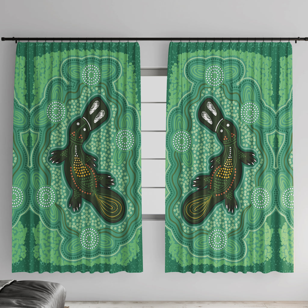 Aboriginal Dots Art Painting with Platypus Window Curtain No 2