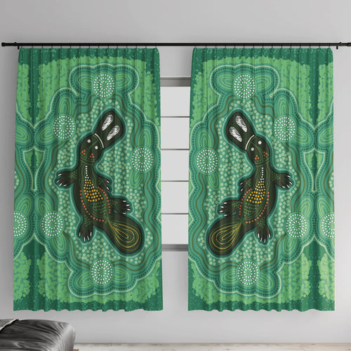 Aboriginal Dots Art Painting with Platypus Window Curtain No 2