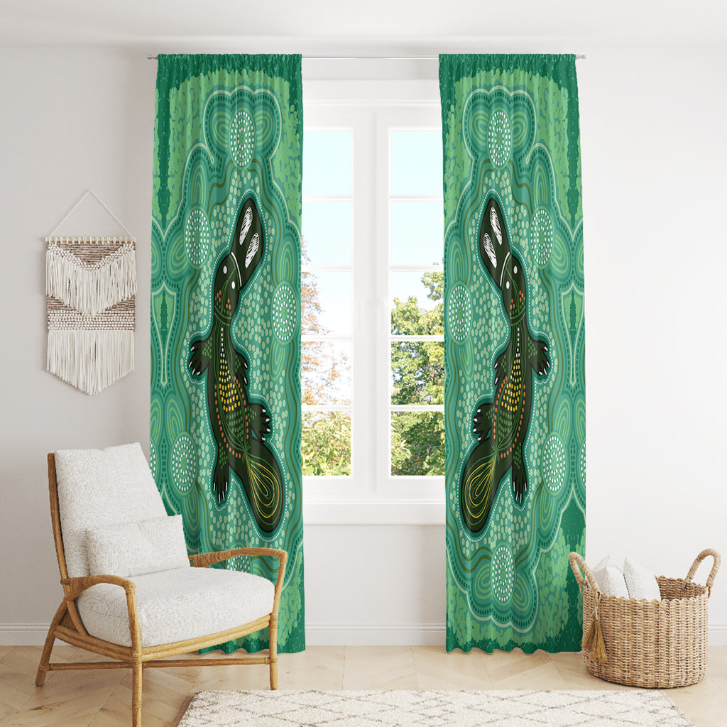 Aboriginal Dots Art Painting with Platypus Window Curtain No 2