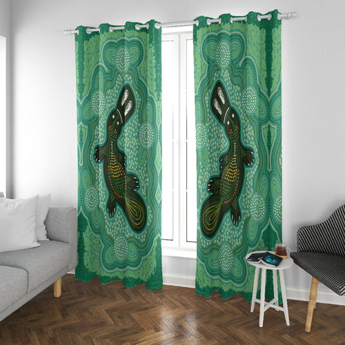 Aboriginal Dots Art Painting with Platypus Window Curtain No 2