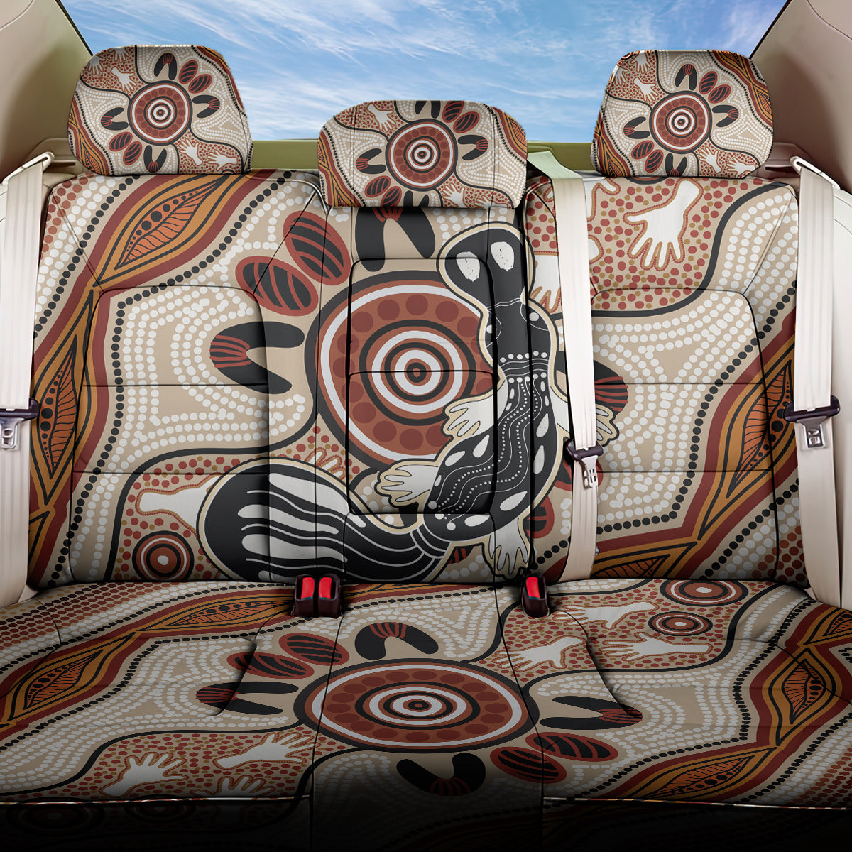Aboriginal Dots Art Painting with Platypus Back Car Seat Cover No 3