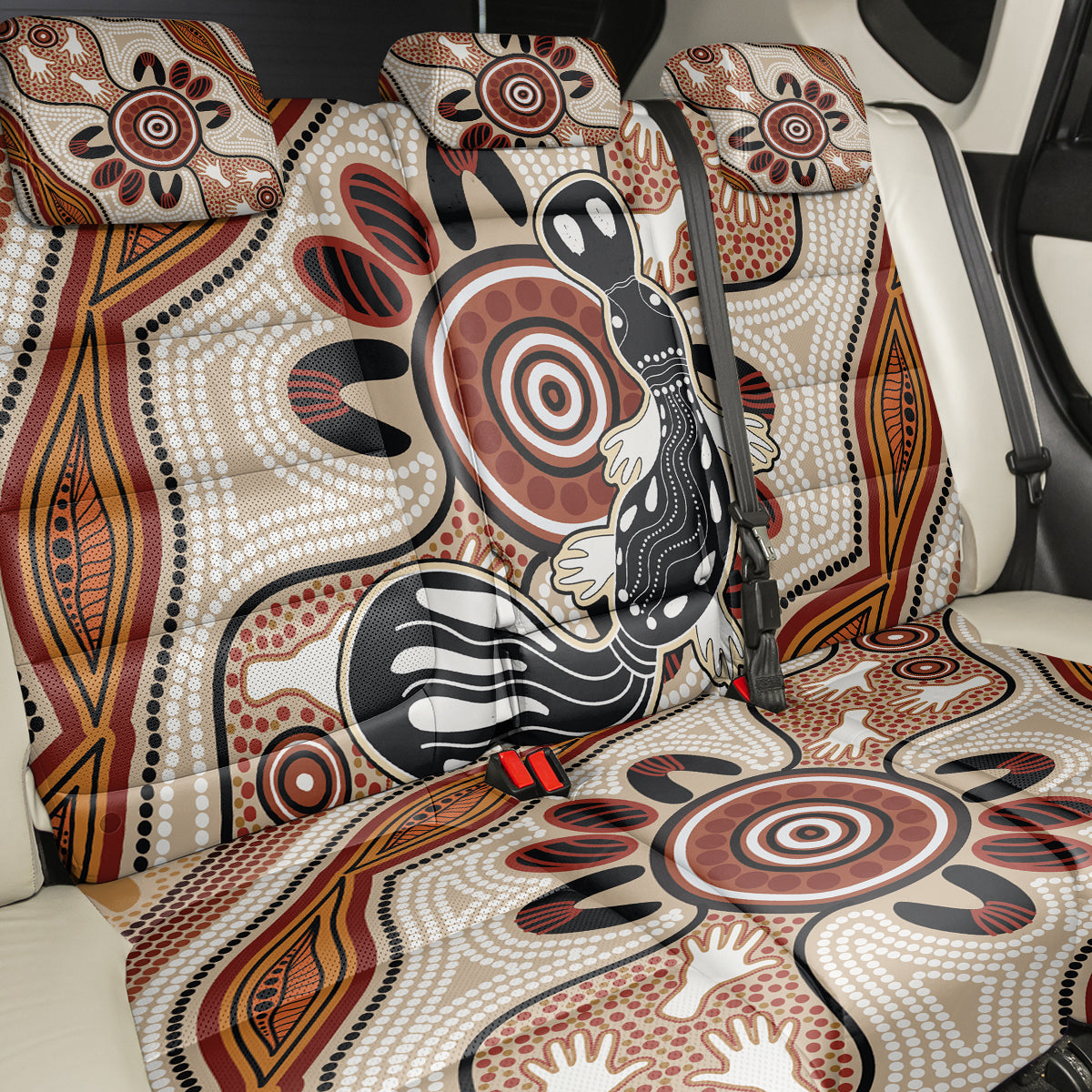 Aboriginal Dots Art Painting with Platypus Back Car Seat Cover No 3