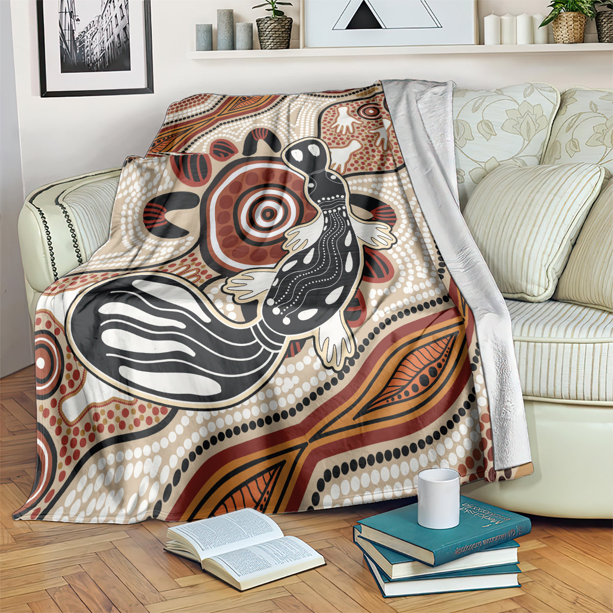 Aboriginal Dots Art Painting with Platypus Blanket No 3