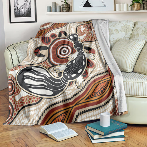 Aboriginal Dots Art Painting with Platypus Blanket No 3