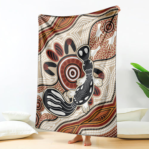 Aboriginal Dots Art Painting with Platypus Blanket No 3
