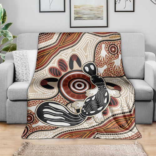 Aboriginal Dots Art Painting with Platypus Blanket No 3