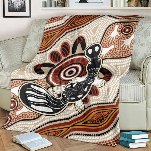 Aboriginal Dots Art Painting with Platypus Blanket No 3
