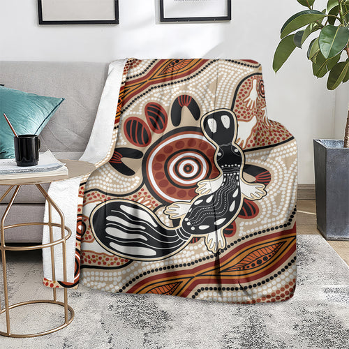 Aboriginal Dots Art Painting with Platypus Blanket No 3
