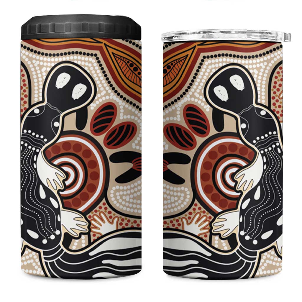 Aboriginal Dots Art Painting with Platypus 4 in 1 Can Cooler Tumbler No 3