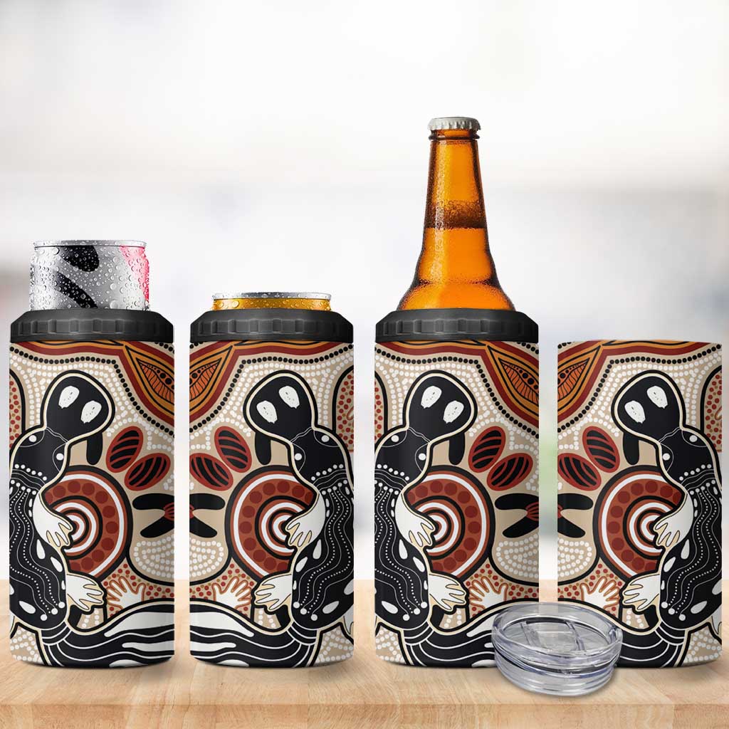 Aboriginal Dots Art Painting with Platypus 4 in 1 Can Cooler Tumbler No 3