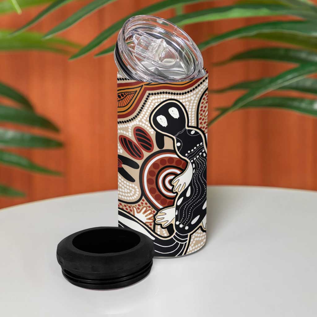 Aboriginal Dots Art Painting with Platypus 4 in 1 Can Cooler Tumbler No 3