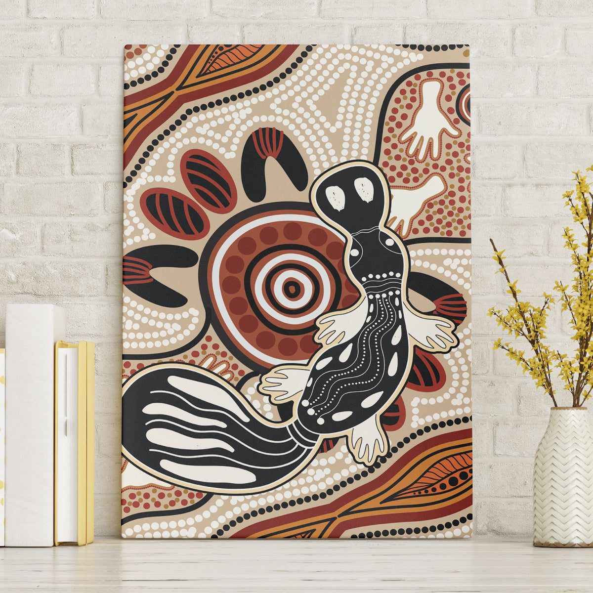 Aboriginal Dots Art Painting with Platypus Canvas Wall Art No 3