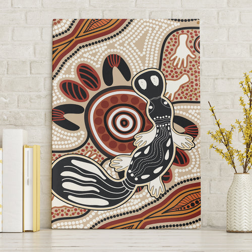 Aboriginal Dots Art Painting with Platypus Canvas Wall Art No 3