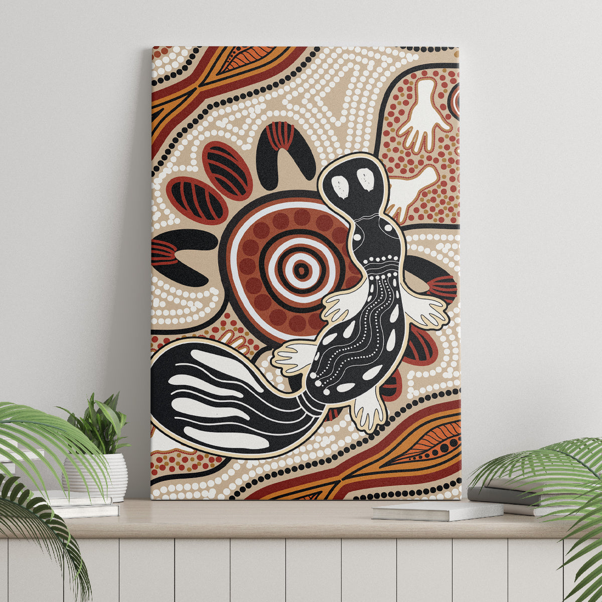 Aboriginal Dots Art Painting with Platypus Canvas Wall Art No 3
