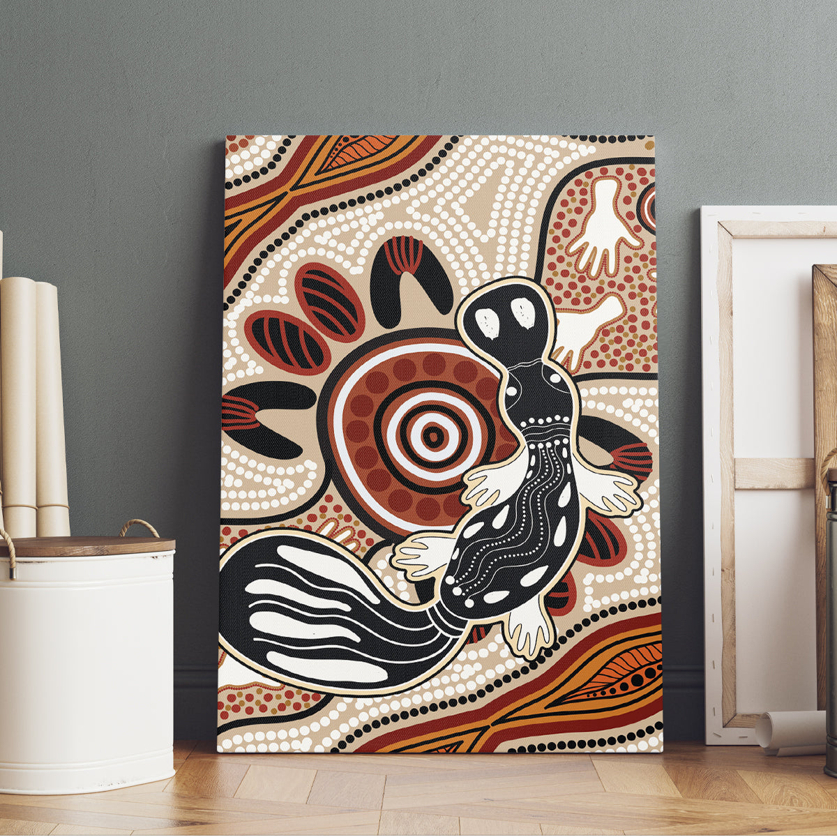 Aboriginal Dots Art Painting with Platypus Canvas Wall Art No 3