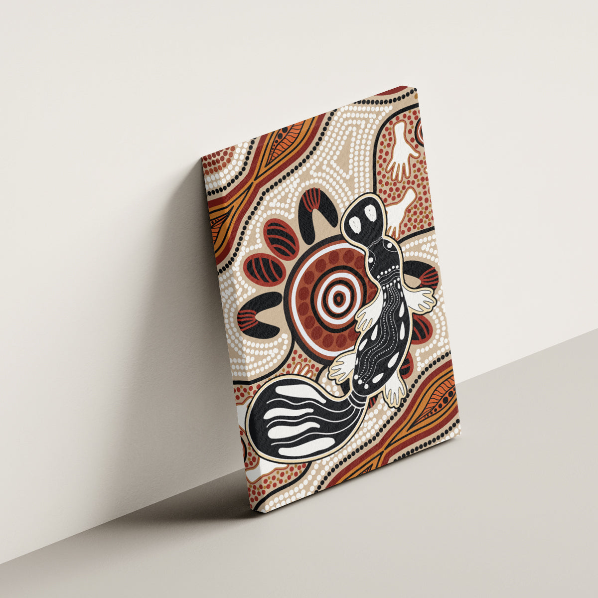 Aboriginal Dots Art Painting with Platypus Canvas Wall Art No 3