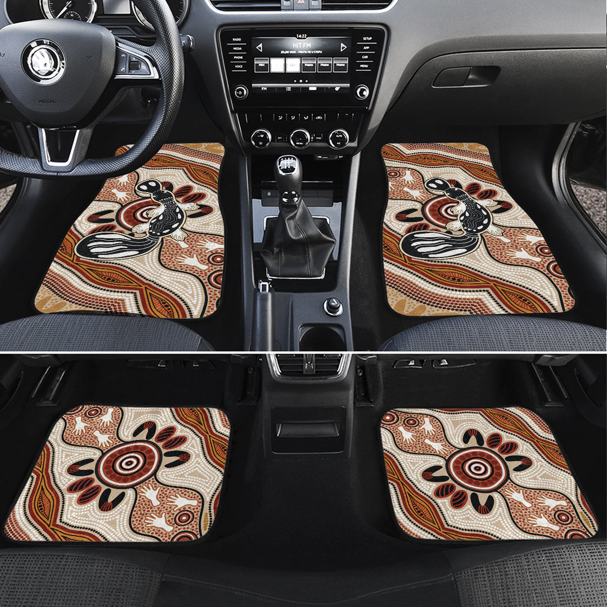 Aboriginal Dots Art Painting with Platypus Car Mats No 3