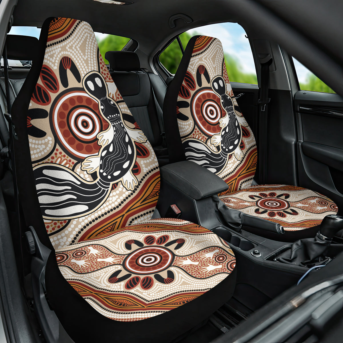 Aboriginal Dots Art Painting with Platypus Car Seat Cover No 3