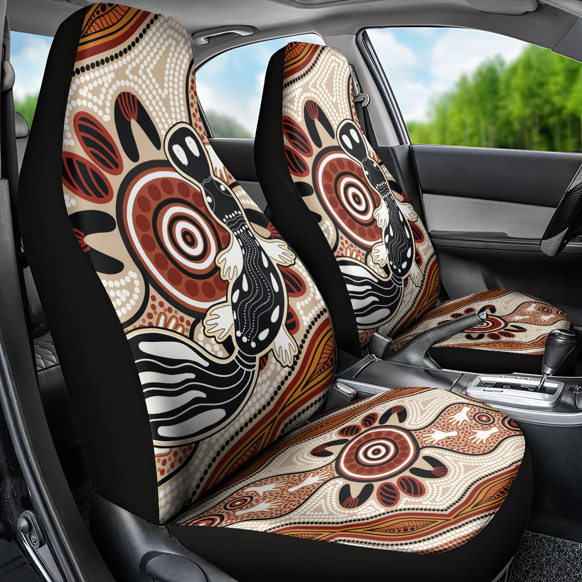 Aboriginal Dots Art Painting with Platypus Car Seat Cover No 3