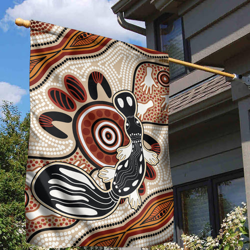 Aboriginal Dots Art Painting with Platypus Garden Flag No 3