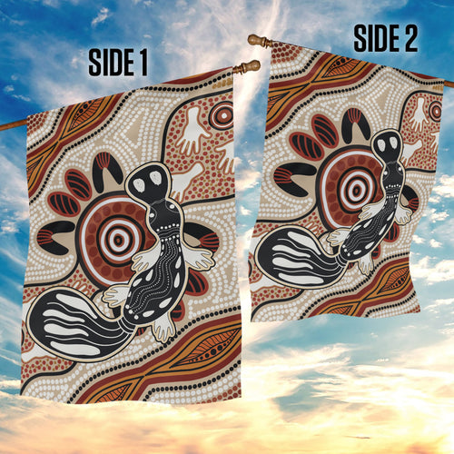 Aboriginal Dots Art Painting with Platypus Garden Flag No 3