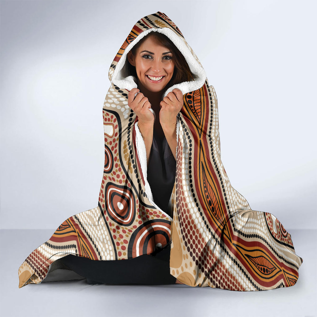 Aboriginal Dots Art Painting with Platypus Hooded Blanket No 3