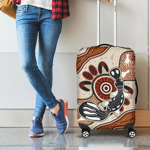 Aboriginal Dots Art Painting with Platypus Luggage Cover No 3