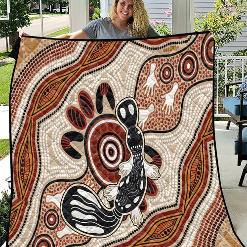Aboriginal Dots Art Painting with Platypus Quilt No 3