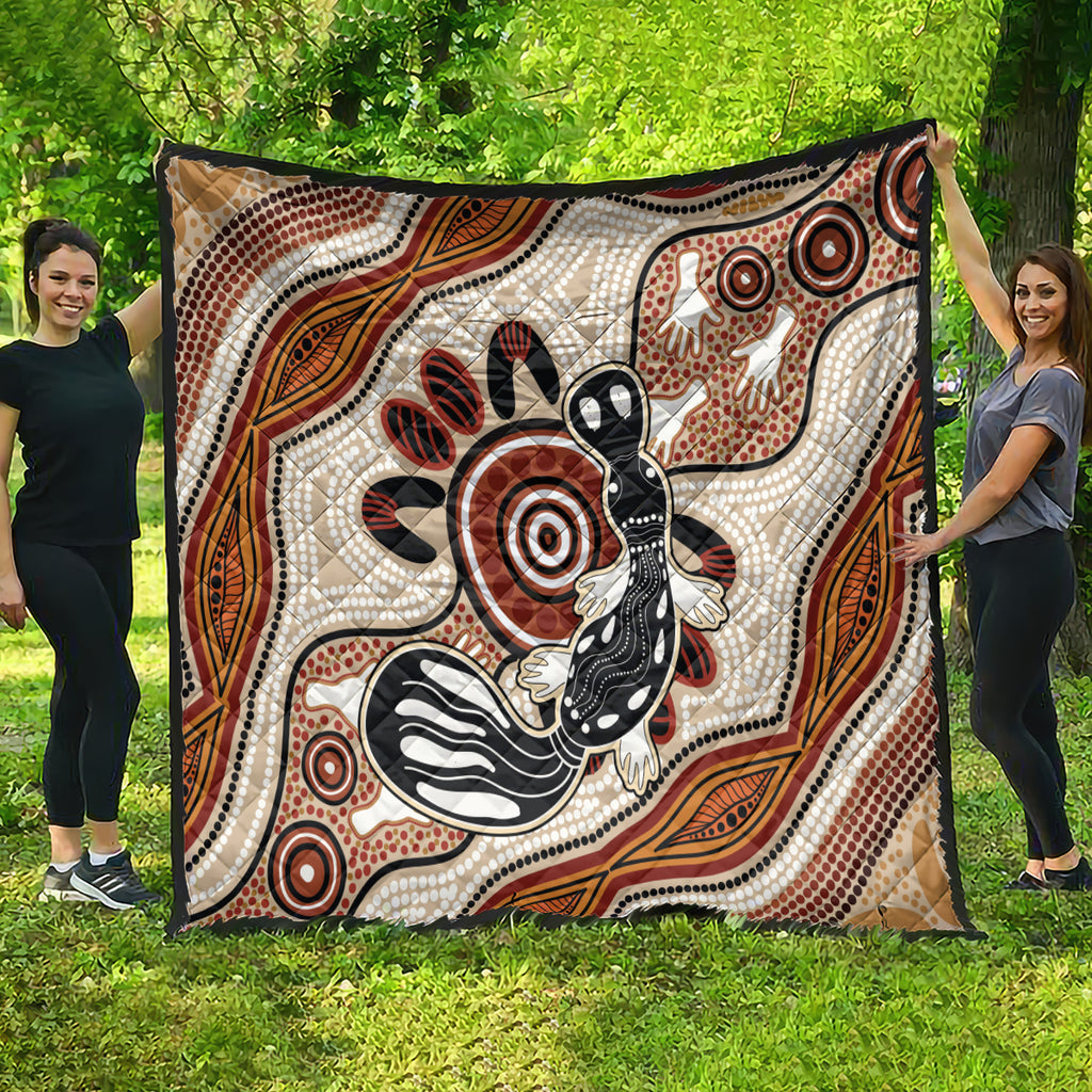 Aboriginal Dots Art Painting with Platypus Quilt No 3