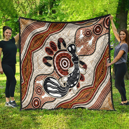 Aboriginal Dots Art Painting with Platypus Quilt No 3