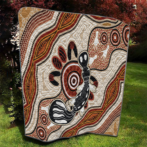 Aboriginal Dots Art Painting with Platypus Quilt No 3