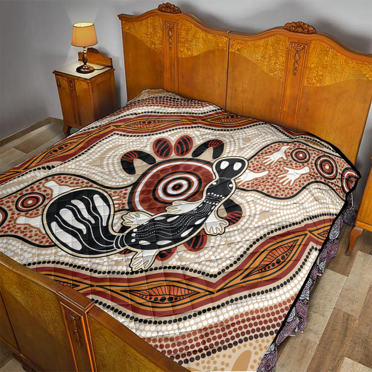 Aboriginal Dots Art Painting with Platypus Quilt No 3