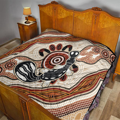 Aboriginal Dots Art Painting with Platypus Quilt No 3