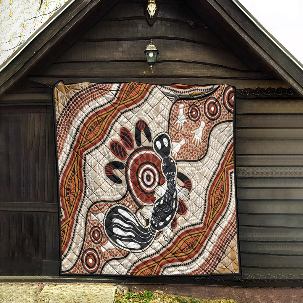 Aboriginal Dots Art Painting with Platypus Quilt No 3