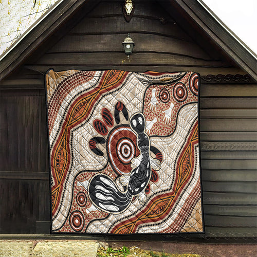Aboriginal Dots Art Painting with Platypus Quilt No 3