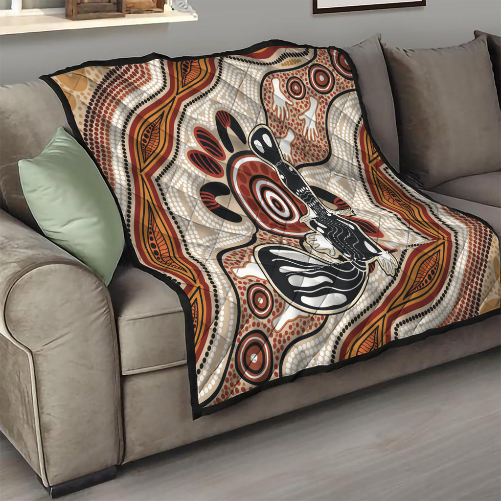 Aboriginal Dots Art Painting with Platypus Quilt No 3
