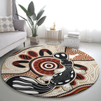 Aboriginal Dots Art Painting with Platypus Round Carpet No 3