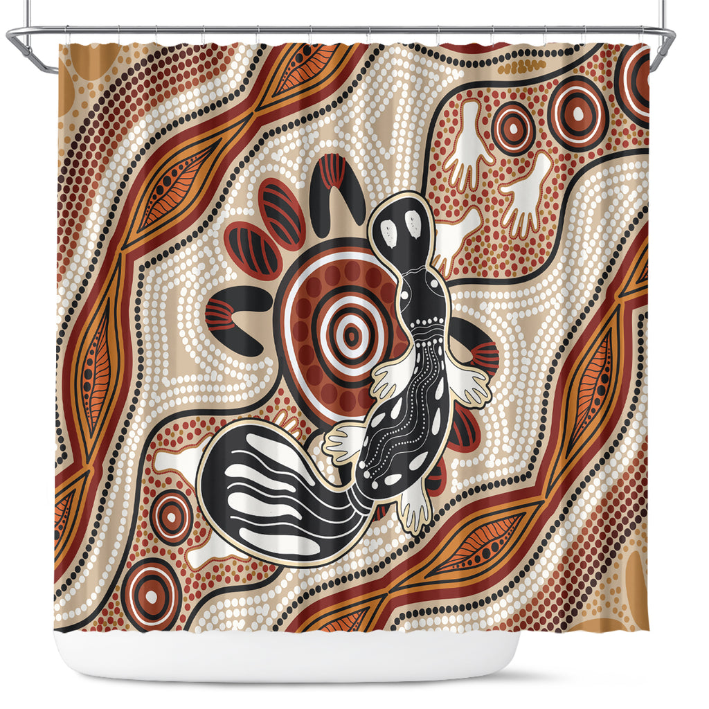 Aboriginal Dots Art Painting with Platypus Shower Curtain No 3