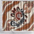 Aboriginal Dots Art Painting with Platypus Shower Curtain No 3