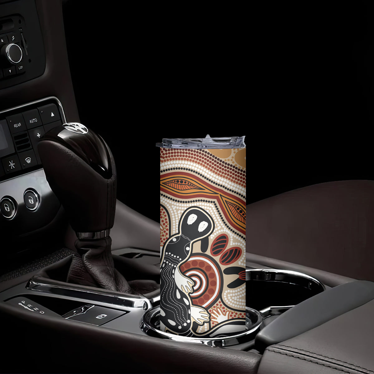 Aboriginal Dots Art Painting with Platypus Skinny Tumbler No 3