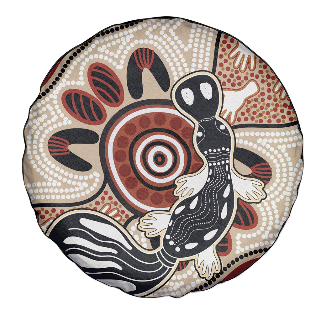 Aboriginal Dots Art Painting with Platypus Spare Tire Cover No 3